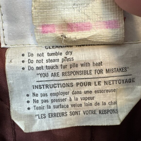 Vintage Marielle Fleury Wool Tweed Coat Faux Shearling Trim Belted Women 12 60s - Picture 7 of 9